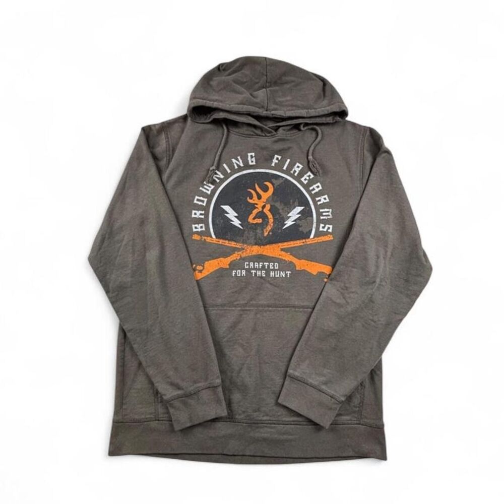 Browning Firearms Hoodie Men's Medium Brown Hunting Pullover Sweatshirt